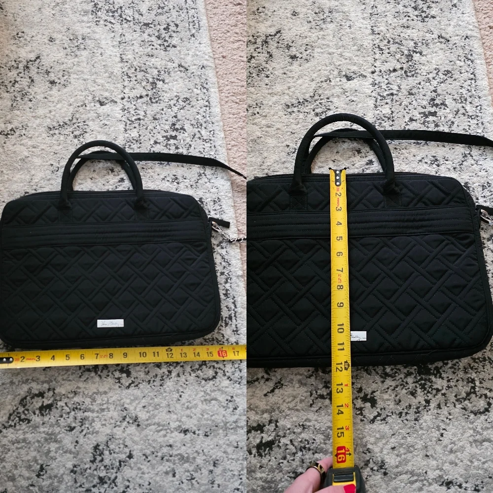 Vera Bradley Quilted Padded Laptop Bag Chain Strap Womens Black Preppy Chic